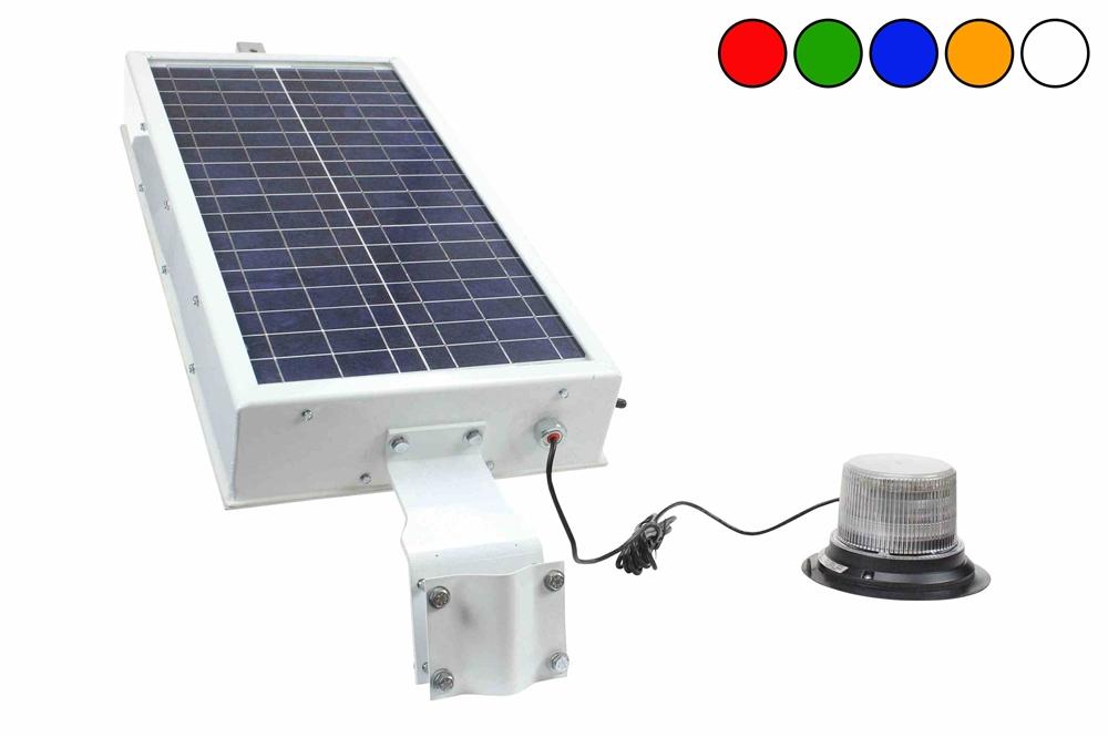 Solar Powered LED Light Beacon - 24 Hr. Runtime - Class I - 30 Strobing Patterns - Day or Night Use - PuriLite