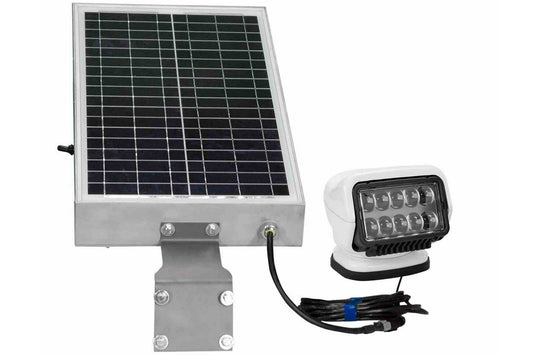 Larson 36W Solar Powered LED Spotlight - (4) 12aH Batteries - 2,520 Lumens - Handheld Remote Control - PuriLite