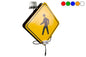 Pedestrian LED Crossing Sign - 24"x24" - Class I LED Beacon - Dual Motion Detector - Solar/Double Face - PuriLite