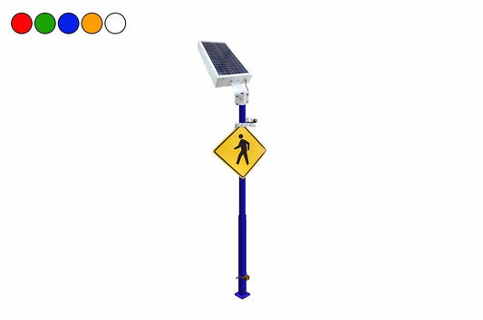 15' Solar Powered Pedestrian Warning Sign - Class I LED Beacon, (2) Motion Sensors - Fold Over/Winch Cover - PuriLite