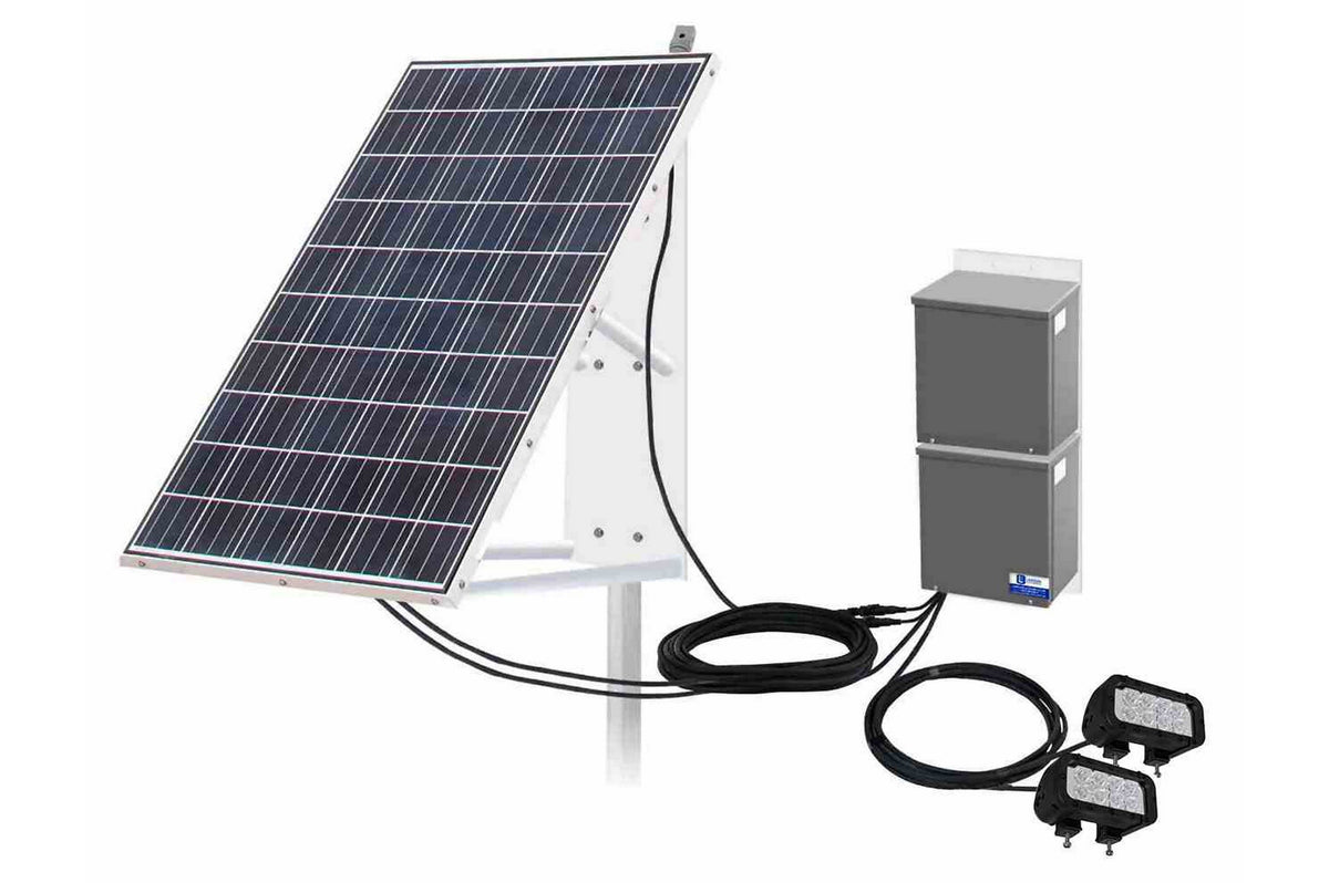 Larson 48W Solar Powered LED Light w/ 265W Panel - (2) 24W Lamps - (2) 200aH Batteries - Pole Mount Panel - PuriLite