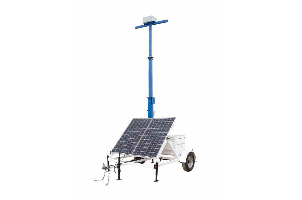 Portable Solar Light Tower - 3-Stage 12' Mast - 7.5' Trailer - (1) Junction Box - No Batteries - PuriLite