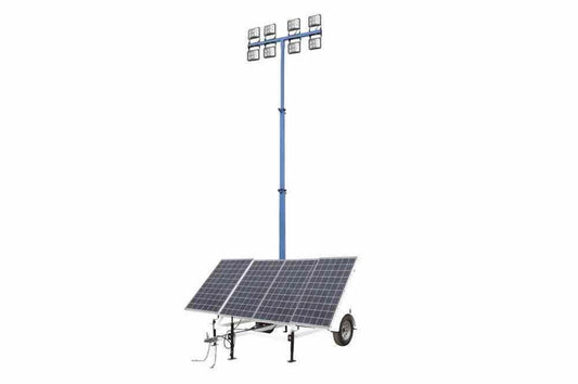 1.2kW Solar Light Tower - 30' Light Tower - 7.5' Trailer - (8) 60W LED Lamps, (3) Cameras - (30) Li-ion Batteries - NDAA - PuriLite