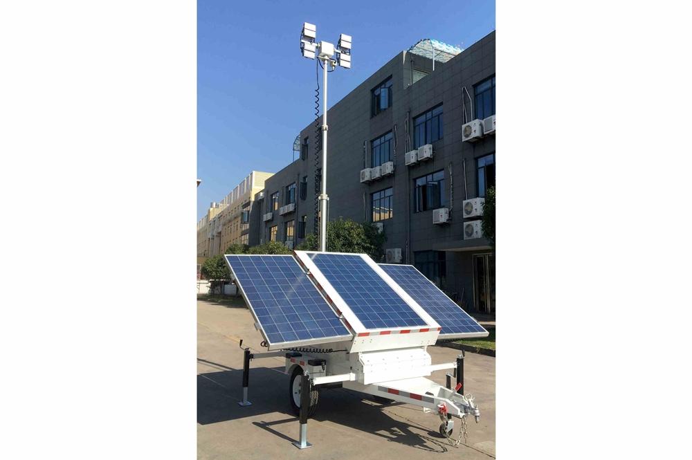 1.2 kW Solar Light Tower - 24' Mast - 7.5' Trailer - (6) 100W LED Lamps - 800aH Li-on Battery Pack - PuriLite