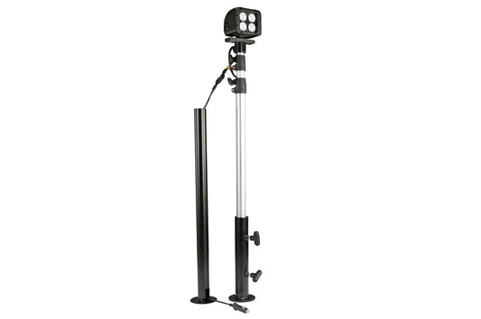 40W Surface Mount LED Light Pole - (4) 10W LEDs - 3' to 8.5' Adjustable - 9-46VDC - Flat Base Mount - PuriLite