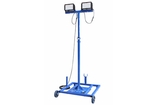 Larson 300 Watt Portable Work Area Light Tower - Extendible Tower W/ Wheels - (2) 150 Watt LED Lights - PuriLite