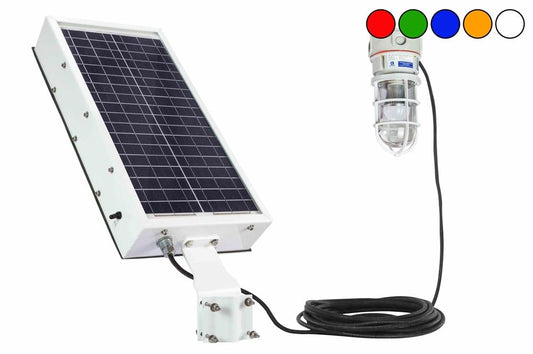 Solar Power LED Light - Waterproof - 30W Solar Panel - Strobe or Steady Burn - 30 ft SEOOW - PuriLite