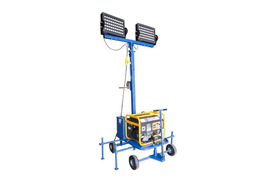 Larson Mini LED Light Tower with 3000VA Generator - Two 480 Watt LED Lamps - 120k Lumens - 10 Hour Runtime - PuriLite