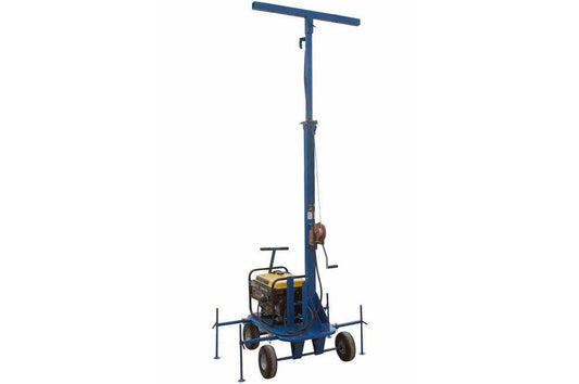Crank Up Mini Light Tower w/ 3000VA Generator - Wheeled Cart Base - 7'-12' Light Mast - PuriLite