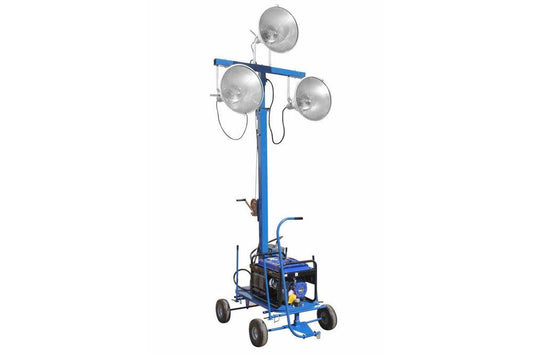 3000 Watt Mini Light Tower with 3500VA Generator - Three 1000 Watt Metal Halide Lamps - Runs 5 Hours - PuriLite