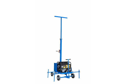 Crank Up Mini Light Tower w/ 9000VA Generator - Wheeled Cart Base - 7'-12' Light Mast - PuriLite