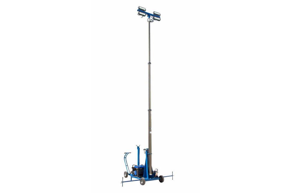 640 Watt Pneumatic Light Tower Cart w/ 4000VA Generator - 12 Hour Runtime - Four 160 Watt LED Lights - PuriLite