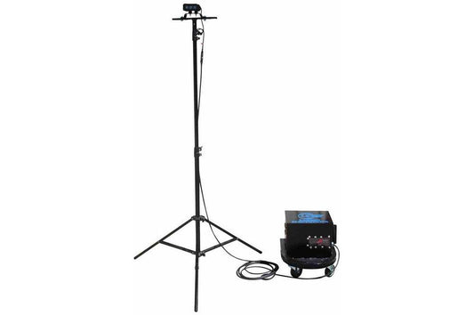 Portable Rechargeable LED Lighting System - Tripod Mounted - Wheeled Battery Pack Stool - PuriLite