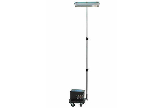 Portable Rechargeable LED Lighting System - Pole Mounted Swiveling 2' Linear - Wheeled Battery Pack - PuriLite