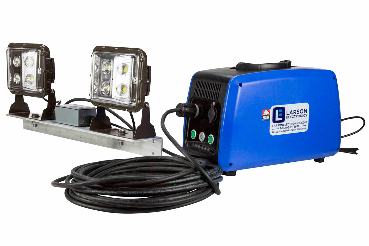 Larson 120W Rechargeable LED Light - (2) LED Lamps - 1,500Wh Li-ion Battery - Wall Mount - PuriLite