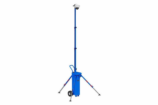 15' Portable Security Tower - 5.8' Collapsed Height - (1) 8.0MP Outdoor Dome Security Camera - 1TB NVR - PuriLite