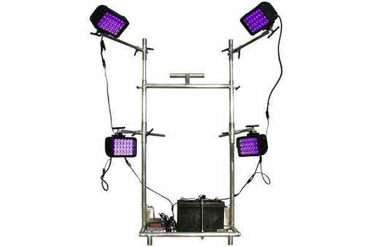 Battery Operated Ultraviolet Paint Curing LED Light Cart Dolly - 395NM - Four Adjustable Locking - PuriLite