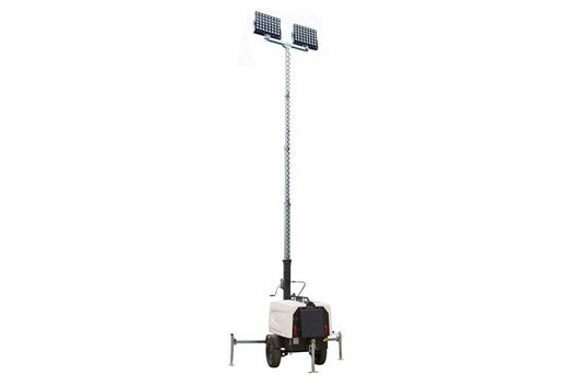 1000W Battery Powered LED Light Plant - 15' Telescoping Tower - 2 LED Fixtures - 12 Hour Runtime - PuriLite