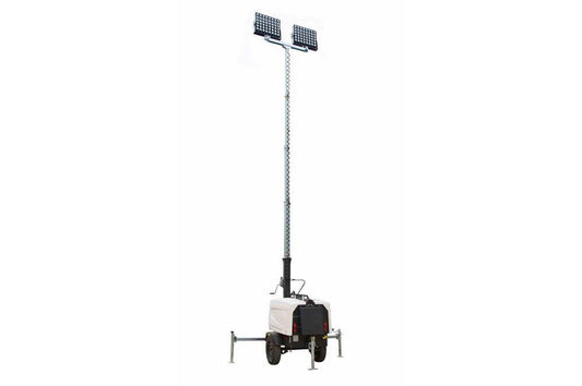 1000W Battery Powered LED Light Plant - 25' Telescoping Tower - 2 LED Fixtures - 12 Hour Runtime - PuriLite