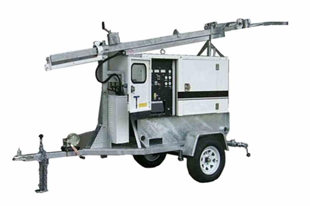 23' Mobile Light Tower with Diesel Engine Generator - 12'-20' Mast - (4) 240W LED Lamps - 4kW Genset/39.9 Gallon Poly Fuel Tank - PuriLite