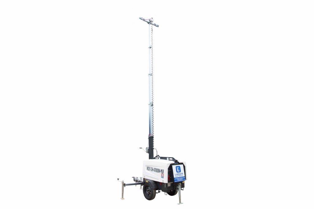Larson Mobile Light Tower - 6kW Diesel Generator - 30' Tower - 30 Gal Capacity w/ 60-hr Runtime - NO LAMPS - PuriLite