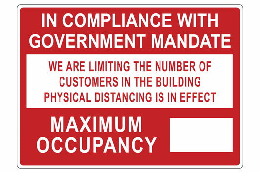 Larson Max Occupancy Physical Distancing In Effect - Includes (1) Adhesive Backed Vinyl Warning Sign - PuriLite