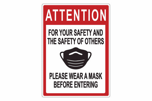 Larson Attention Please Wear A Mask Before Entering Sign - Includes (1) Adhesive Backed Vinyl Warning Sign - PuriLite