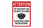 Larson Attention Please Wear A Mask Before Entering Sign - Includes (1) Adhesive Backed Vinyl Warning Sign - PuriLite