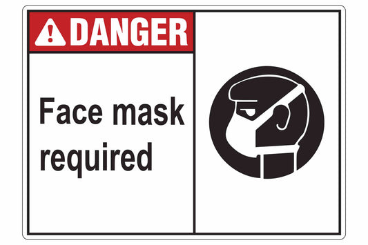 Larson DANGER Face Mask Required Sign  - Includes (1) Adhesive Backed Vinyl Warning Sign - PuriLite