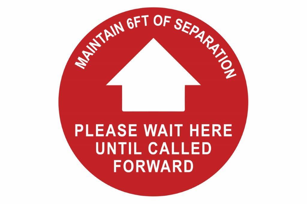 Larson Maintain 6FT Of Separation Floor Sign - Includes (1) Adhesive Backed Vinyl Warning Sign - PuriLite