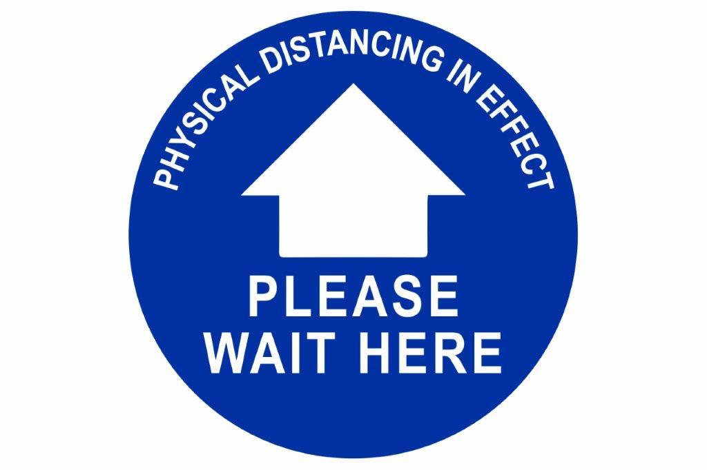 Larson Physical Distancing In Effect Floor Sign - Includes (1) Adhesive Backed Vinyl Warning Sign - PuriLite