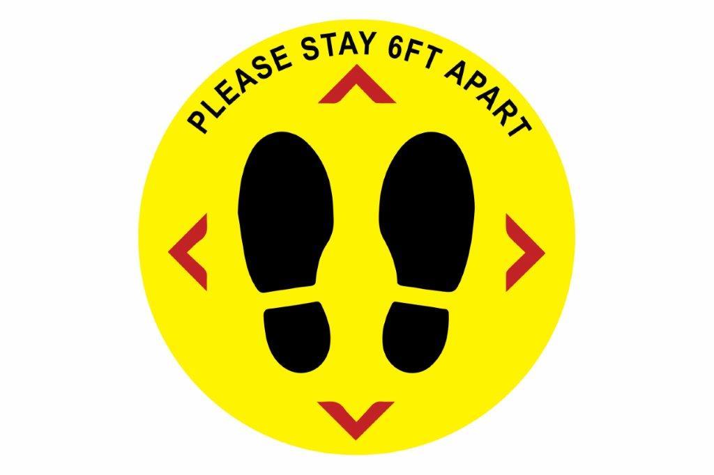 Larson Please Stay 6FT Apart Floor Sign - Includes (1) Adhesive Backed Vinyl Warning Sign - PuriLite