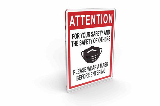 Larson Attention Please Wear A Mask Before Entering Sign - Includes (1) Polycarbonate Warning Sign - PuriLite