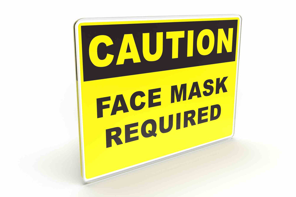 Larson CAUTION Face Mask Required Sign  - Includes (1) Polycarbonate Warning Sign - PuriLite
