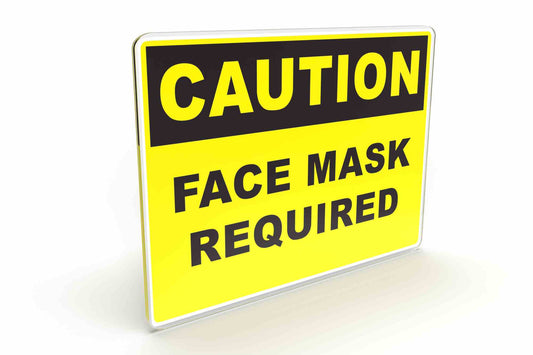 Larson CAUTION Face Mask Required Sign  - Includes (1) Polycarbonate Warning Sign - PuriLite