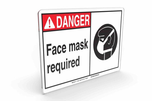 Larson DANGER Face Mask Required Sign  - Includes (1) Polycarbonate Warning Sign - PuriLite