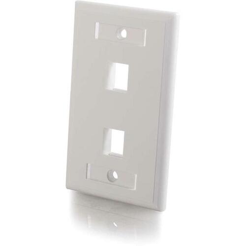 C2G 2 Socket Keystone Network/Multimedia Faceplate - 2 x Socket(s) - White - PuriLite