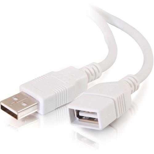 C2G USB Extension Cable - Type A Male - Type A Female - 2m - White - PuriLite