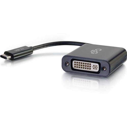 C2G USB-C To DVI-D Video Adapter Converter - Black - 1 Pack - Type C USB - 1 x DVI, 1 x DVI-D, DVI (Dual-Link), DVI - PuriLite