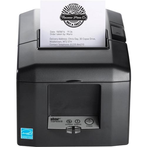 Star Micronics TSP654IIBI2-24OF GRY US Desktop Direct Thermal Printer - Monochrome - Receipt Print - Bluetooth - 3.15" Print Width - 300 mm/s Mono - 203 dpi - 3.15" (80 mm) Label Width - PuriLite