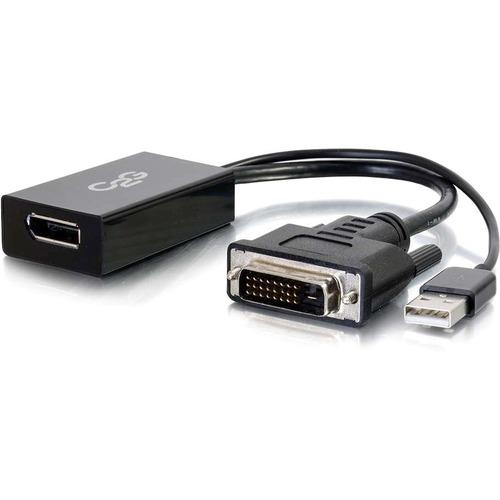 C2G DVI to DisplayPort Adapter Converter - DisplayPort/DVI/USB Video Cable for Video Device, Projector, Monitor, Graphics Card - First End: 1 x Type A Male USB, First End: 1 x DVI-D (Dual-Link) Male Digital Video - Second End: 1 x DisplayPort Female Digi - PuriLite