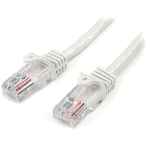 StarTech.com 15 ft White 15 ft White Snagless Cat5e UTP Patch Cable Patch Cable - Category 5e - 15 ft - 1 x RJ-45 Male - 1 x RJ-45 Male - White - PuriLite