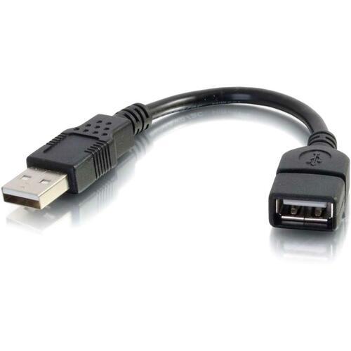 C2G 6 inch USB 2.0 A Male to A Female Extension Cable - 6" USB Data Transfer Cable - First End: 1 x Type A Male USB - Second End: 1 x Type A Female USB - Extension Cable - Black - PuriLite