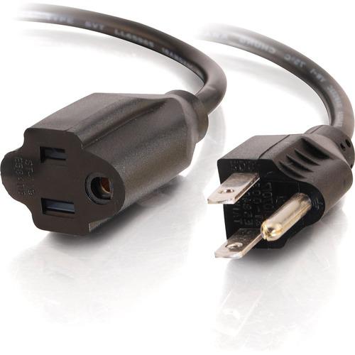 C2G 25ft 18 AWG Outlet Saver Power Extension Cord (NEMA 5-15P to NEMA 5-15R) - For Transformer, Computer, Monitor, Scanner, Printer - 125 V AC / 10 A - Black - 25 ft Cord Length - PuriLite
