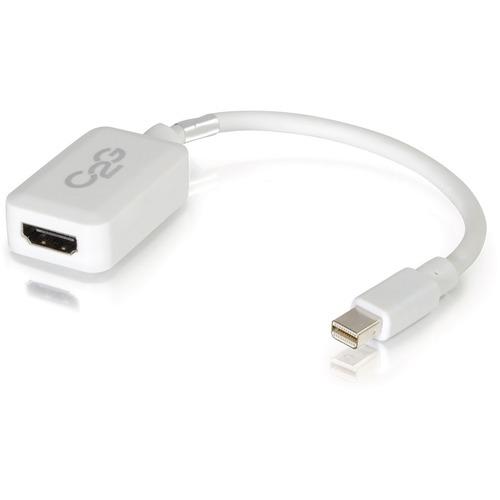 C2G 8in Mini DisplayPort Male to HDMI Female Adapter Converter - White - 8" HDMI/Mini DisplayPort A/V Cable for Audio/Video Device, Notebook, Tablet, Projector, HDTV - First End: 1 x Mini DisplayPort Male Digital Audio/Video - Second End: 1 x HDMI Female - PuriLite