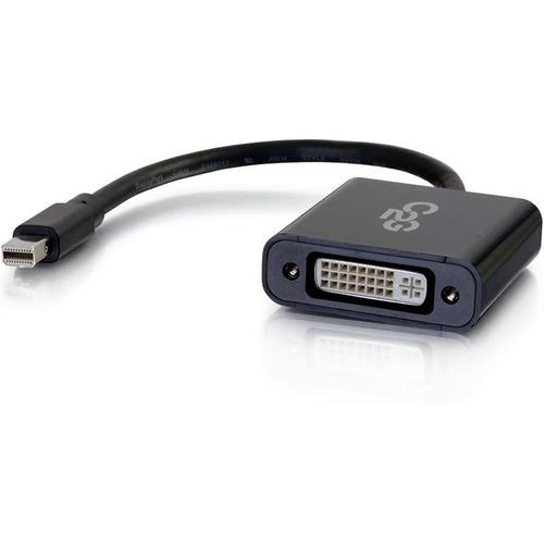 C2G Mini DisplayPort to DVI Adapter - Mini DP to DVI-D Active Converter - Black - 8" DVI/Mini DisplayPort Video Cable for Video Device, Projector, Monitor, Graphics Card, Notebook, HDTV - DVI Male Digital Video - Mini DisplayPort Female Digital Video - B - PuriLite
