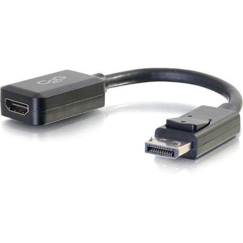 C2G 8in DisplayPort Male to HDMI Female Adapter Converter - Black - 8" DisplayPort/HDMI A/V Cable for Audio/Video Device, HDTV, Projector - First End: 1 x DisplayPort Male Digital Audio/Video - Second End: 1 x HDMI Female Digital Audio/Video - Shielding - PuriLite
