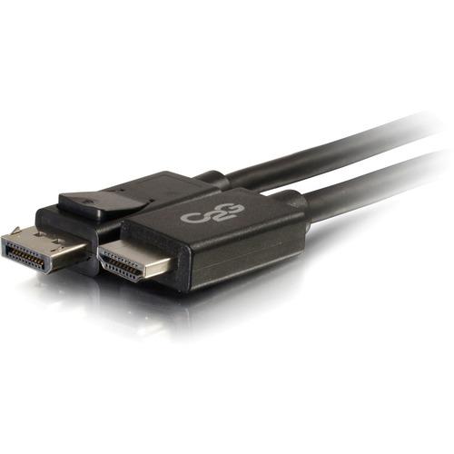 C2G 6ft DisplayPort Male to HD Male Adapter Cable - Black - 6 ft DisplayPort/HDMI A/V Cable for Notebook, TV, Projector, Audio/Video Device - First End: 1 x DisplayPort Male Digital Audio/Video - Second End: 1 x HDMI Male Digital Audio/Video - Black - PuriLite