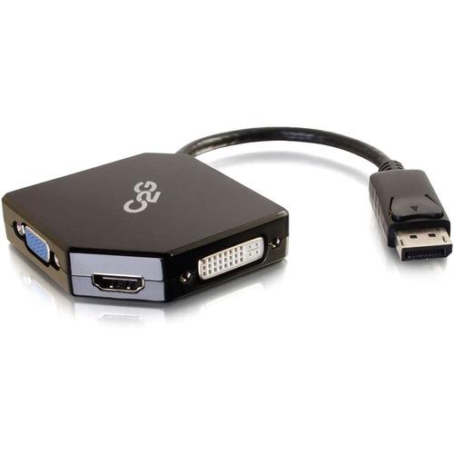 C2G DisplayPort to HDMI, VGA, or DVI Adapter Converter - DVI/DisplayPort/HDMI/VGA A/V Cable for Projector, Monitor, Audio/Video Device, Notebook, Tablet, HDTV - First End: 1 x DisplayPort Male Digital Audio/Video - Second End: 1 x HDMI Female Digital Aud - PuriLite