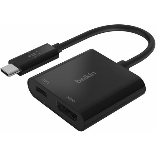 Belkin USB-C to HDMI + Charge Adapter - 1 Pack - 1 x Type C Male USB - 1 x HDMI Female Digital Audio/Video, 1 x USB Type C Female Power - 3840 x 2160 Supported - PuriLite